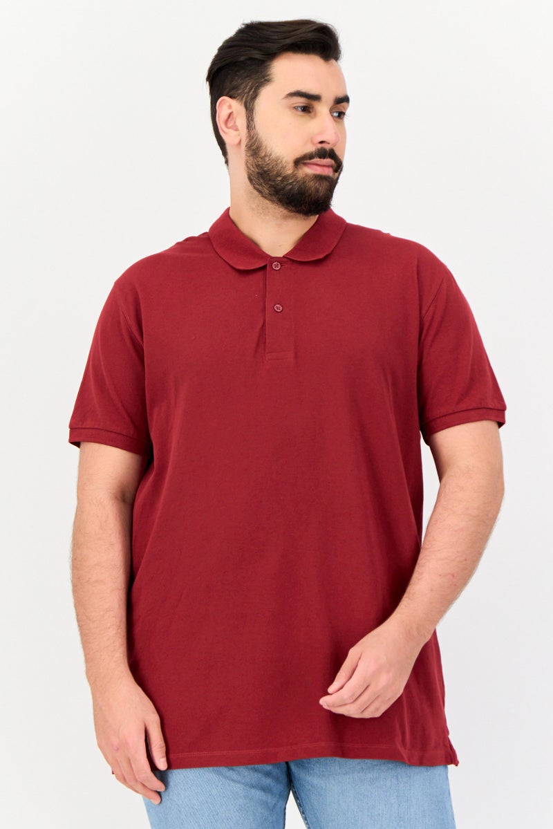 Celio Men Regular Fit Short Sleeves Solid Polo Shirt, Dark Red - Image 1